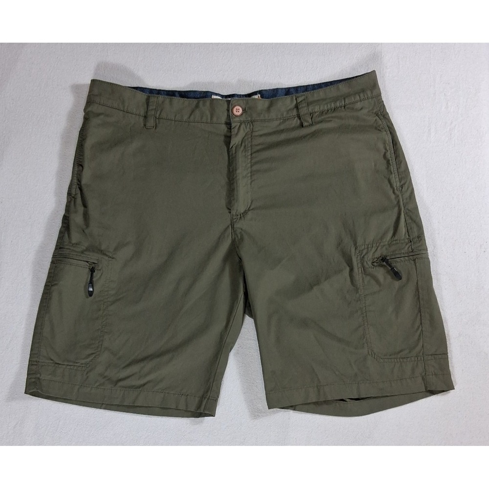 Ripstop Luxe Performance Men's Cargo Shorts Size 40 Olive Green Zip Pockets